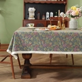 Vintage floral jacquard tablecloth with white tassels in grey-purple cotton-polyester - Yarn-dyed Grey Begonia + Dense Tassels / 60*60cm