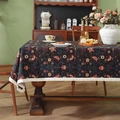 Vintage tablecloth with blue floral bird pattern and white tassel fringe in dining room - Black Magpie + Dense Tassels / 60*60cm