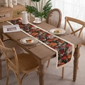 Vintage floral jacquard table runner with cream tassels for dining room decor - 33x45cm / Yarn-dyed Black Floral with Dense Tassel