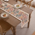 Floral table runner with tassels on a dark wood table for elegant home dining decor - 33x45cm / Woven Colorful Branches With Dense Tassels