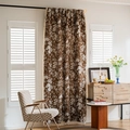 Close-up of bohemian semi-blackout curtain featuring floral patterns and white tassels - Yarn-dyed Brown Floral Pattern With Tassels (with Handle) / Custom Size (Contact for Price)