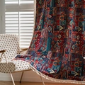 Bohemian jacquard gordijn met etnische patronen en franjes voor de woonkamer decor - 150*100 (Breedte*Hoogte) / Donkere Etnische Stijl Met Franje (Staaftas)