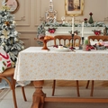 Rechteckige beige Weihnachts-Tischdecke mit goldenen Schneeflocken und Glocken-Motiven - 60*60cm / Beige Bronzieren Glocke