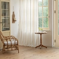 Bohemian white semi-sheer curtain with yellow chain embroidery and tassels - 132x45cm / White Yellow