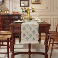 Chemin de table floral vintage avec jacquard coloré et franges blanches élégantes - Set de Table 33x42cm / Beige avec Nouveaux Glands