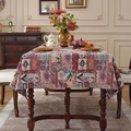 Bohemian style tablecloth with colorful geometric patterns and retro jacquard fabric - 60*60cm / Yarn-dyed Light Ethnic