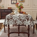 American retro tablecloth with dark brown tropical palm leaf and floral jacquard pattern - 60*60cm / Yarn-dyed Coffee Palm Tree