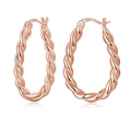 Classic rose gold twisted rope hoop earrings featuring S925 silver core and secure clasp - Rose Gold Twisted Style (YIE218-C)