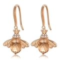 Rose gold honey bee drop earrings with amber crystal body and zircon crown details - Rose Gold Amber Bee Style (YIE230-C)