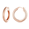 Elegant rose gold plated S925 sterling silver hoop earrings with a polished finish - Rose Gold Thick Hoop Style (YIE232-C)