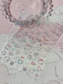 Schicke silberne Laser-Nagelaufkleber mit rosa Herzen und Glitzersteinen für DIY Nailart - Gelee Silber Laser (YT7417)