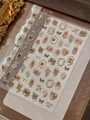 Vintage 3D relief gold picture frame nail stickers with oil painting and newspaper patterns - Golden Vintage Frame (YT7317Pro)
