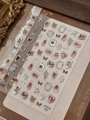Vintage 3D silver frame and amber heart nail stickers YT7318 Pro for retro manicures - Silver Vintage Frame (YT7318Pro)