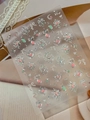 Autocollants 3D pour ongles en argent métallisé avec accents roses et verts en étoile - Estampage Argent Perlé (YT7087ProP)