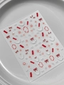Adesivi per unghie 3D con fiocchi rossi e fiocchi di neve per manicure festiva - Stile Gelatina di Perle (YT7346GdP)