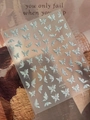 3D metallic silver butterfly nail art stickers with embossed effect style YT7374 Pro - Silver Hot Stamping Butterfly (YT7374 Pro)