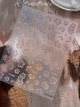 Laser holographic 5D embossed cherry blossom nail stickers with floral patterns - Holographic Mc YT7432Mc / AB Color