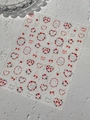 3D-nagelstickers met rode harten, strikken en strasstenen op YT7416 Pro-vel - Jelly Zilver Laser (YT7416Pro)