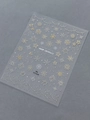 3D gold and silver embossed snowflake nail stickers with star patterns on grey texture - Hot Stamping Style (YT7434Me)