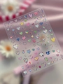 Y2K style heart nail art stickers with silver laser edges and colorful plaid designs - Rose Colorful Film (YT7132Mc)