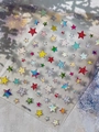 Y2K style star nail art stickers with colorful plaid and laser holographic patterns - Rose Colorful Film (YT8017Mc)