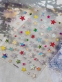 Colorful star pattern nail stickers in red yellow and blue with plaid textures YT8018Fe - Pink (YT8018Fe)
