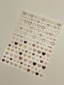 Sheet of heart embossed nail art stickers YT7426 with multi-color heart patterns - Relief Maillard Color (YT7426)