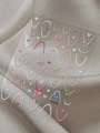 Embossed nail art sticker YT7529 with colorful bows, hearts and wavy patterns - Embossed Multicolor (YT7529)