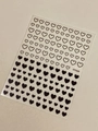 Minimalist black heart nail art stickers with glitter finish and varied sizes - Relief Black (YT7428)