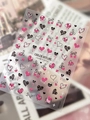 YITU heart and bow embossed nail art stickers with 3D pink and black motifs YT7509 - Relief Style (YT7509)