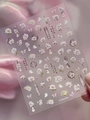 5D embossed nail art stickers with pink floral motifs and Chinese calligraphy style YT7692 - Hot Stamping Style (YT7692Me)