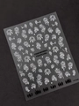Fireworks Festival 3D embossed nail art sticker featuring white patterns and silhouettes - White Relief (YT7248)