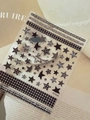 Star pattern nail stickers with black and white tweed texture and pearl accents, model YT7535 - 3D Relief Black (YT7535)