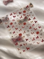 Plaid horse and red apple nail art stickers with cute bow and star designs - Red Plaid Horse Apple Bow (YT7695Pm)