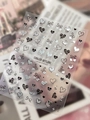 Black and silver heart nail stickers with YITU YT7512 bow designs and metallic finish - Silver Foil Style (YT7512Si)
