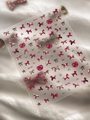 Cute red plaid nail art stickers featuring horses, apples, and bows on a matte sheet - British Red Plaid Horse Apple Star (YT7696Pm)
