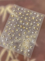 3D gold flower nail stickers YT7593 with elegant yellow and white floral line patterns - 3D Floral Pro Style (YT7593Pro)