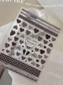 Houndstooth heart pattern nail art stickers with woolen fabric texture style YT531 - Embossed Black