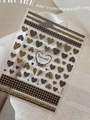 5D embossed tweed and houndstooth heart nail art stickers in brown and gold tones - YT7532 / Embossed Brown