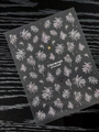 Nail stickers with white and light purple firework designs and gold accents on a dark base - Hot Stamping White Purple Fireworks (YT7772Me)