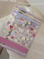 3D embossed nail stickers featuring houndstooth heart patterns and woolen fabric textures - YT7533 / Embossed Multicolor
