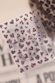 Pink and black leopard print heart nail stickers with silver foil outlines on Y7545 sheet - Silver Edge Pink Black Leopard Heart (Y7545)