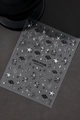 Embossed nail stickers featuring silver stars, clouds, and text patterns YT7508 - Black Silver Hot Stamping (YT7508Si)