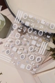 Lucky Winter 3D embossed nail stickers featuring blue floral patterns and lace ribbons - Blue Pearl Style (YT7605P) / Blue