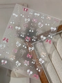 3D relief bow nail art stickers in pink and pearl white, model YT7789 Si style - Shiny Silver / Pink (YT7789)