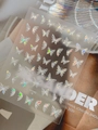 Holografische Schmetterlings-Nagelaufkleber mit Laser-Effekt auf dem Bogen YT7343 - Muschelglanz / Weiß (YT7343Te)