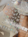 Irisierende Schmetterling-Nagelaufkleber mit Laser-Hologramm-Effekt für die Nageldekoration - Muschelglanz / Blau (YT7345Te)