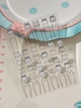 Cute cat nail art stickers YT7349 with blue bows and geometric line designs - Blue (YT7349)