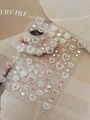 Winter Heart Party 3D Nagelsticker mit weißen Perlen und rosa Schleifenmotiven - Perlen-Stil YT7362P Rosa