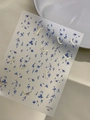 Blue floral nail sticker with gold embossed patterns and 3D texture, style YT7743 - Gold Stamped Blue Floral (YT7743Me)